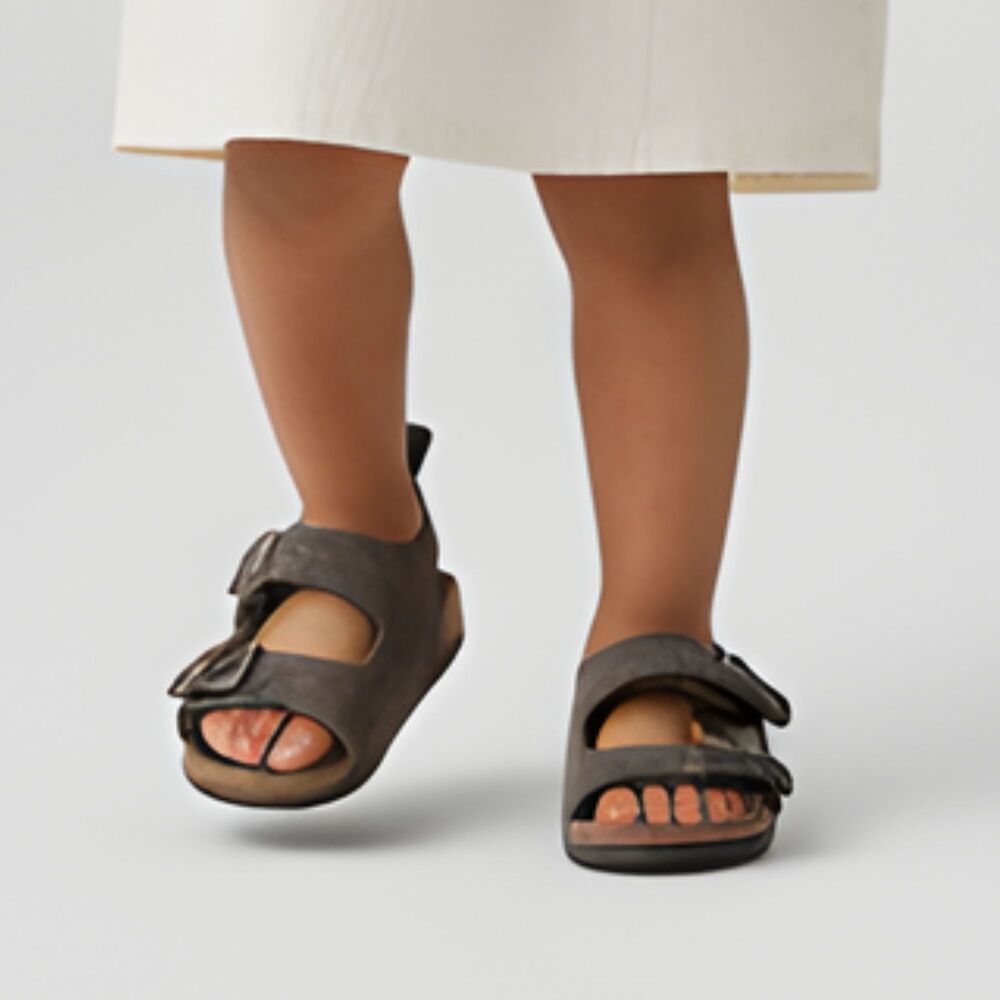 Bearpaw Woodstock Toddler Sandals Size 7 Leather Double Strap